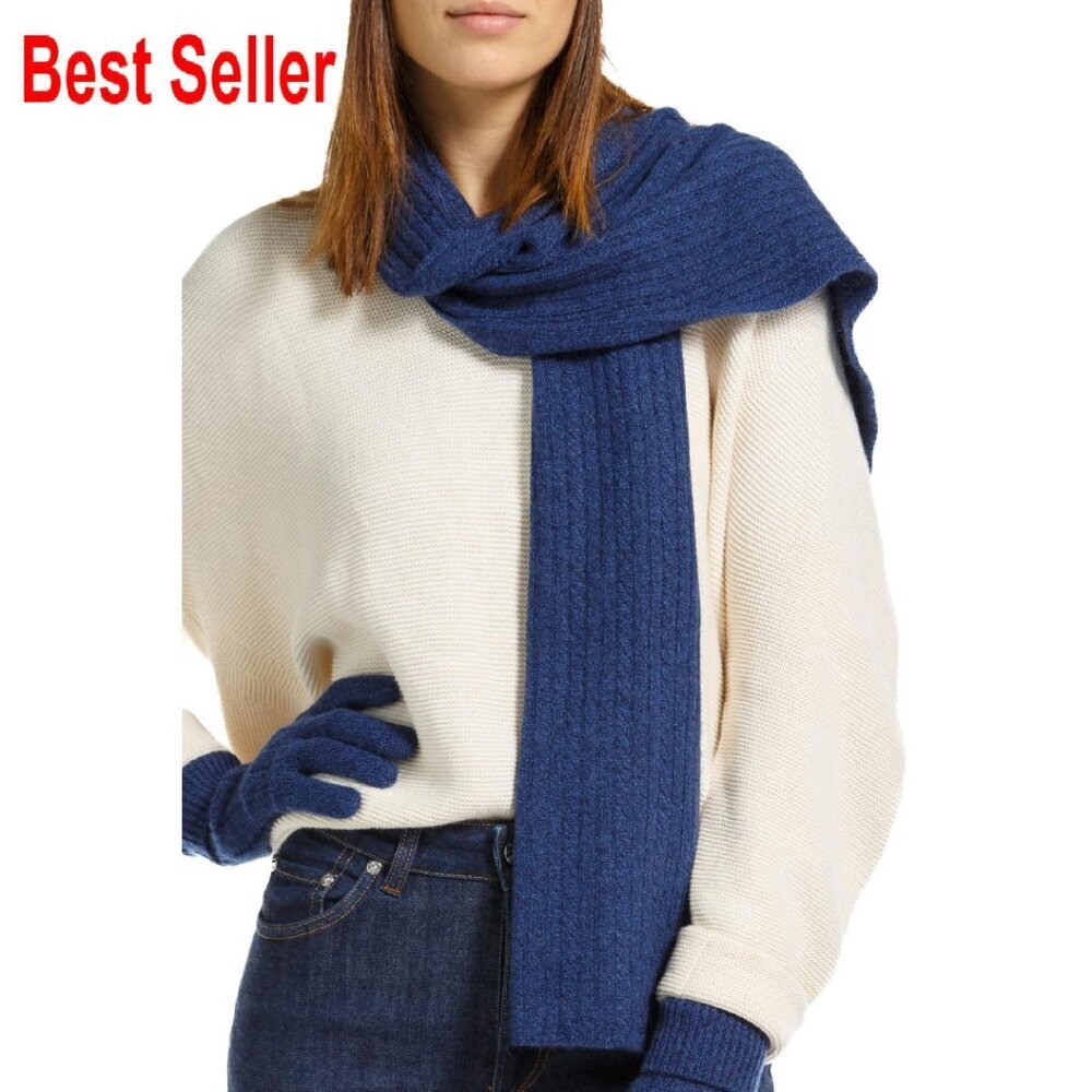 Luxury Cashmere Cable Knit Scarf Elegant Winter Accessory Cozy Chic